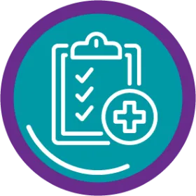 Icon of a clipboard leading to FINTEPLA® efficacy in Dravet syndrome.