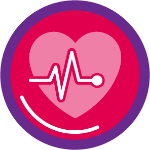 Icon of a heart for cardiac monitoring to identify problems before a patient becomes symptomatic.